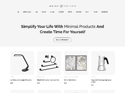 Screenshot of Minimal Products project built with Breakdance