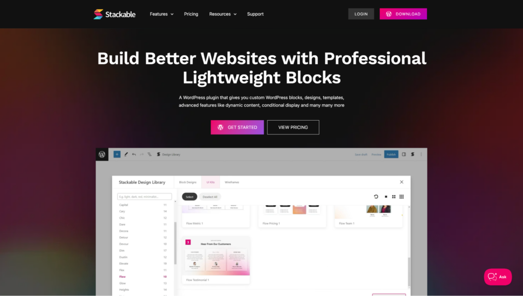 Stackable Landing Page Builder Homepage