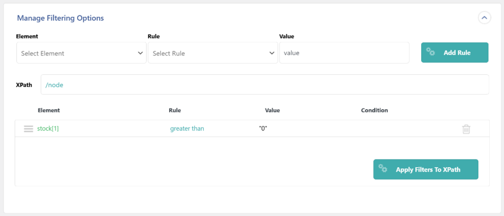 Add Filter in Manage Filtering Options