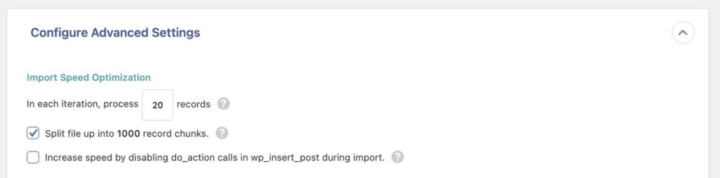 Configure Advanced Settings WP All Import