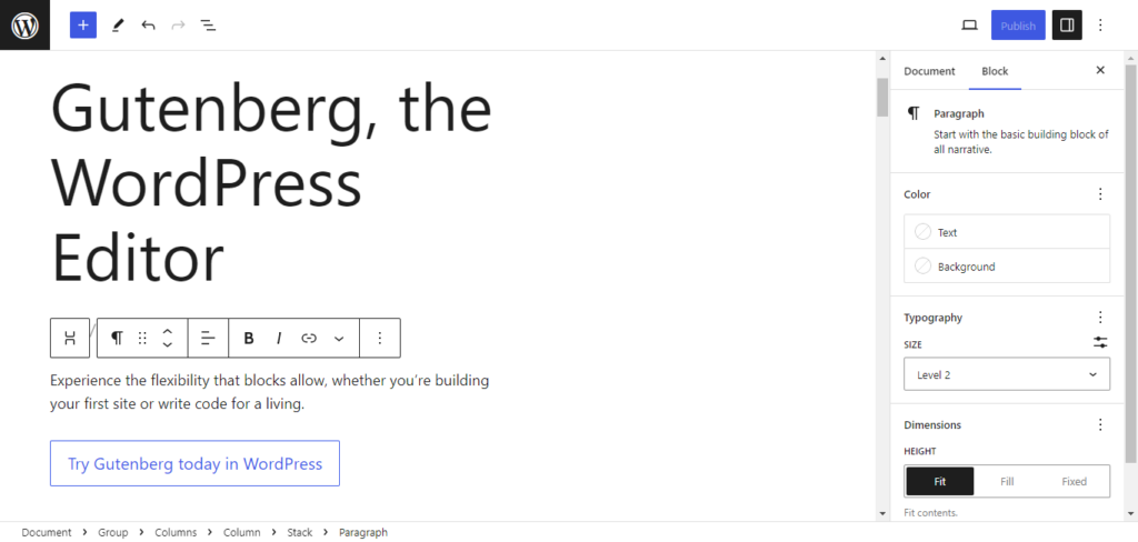 Gutenberg WordPress editor