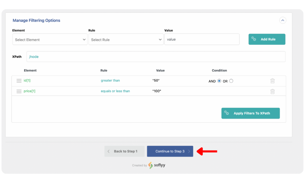 apply rules to filter the products