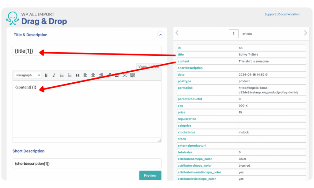 drag and drop product fields