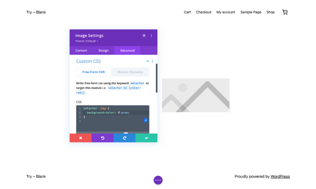 Divi custom CSS in advanced tab