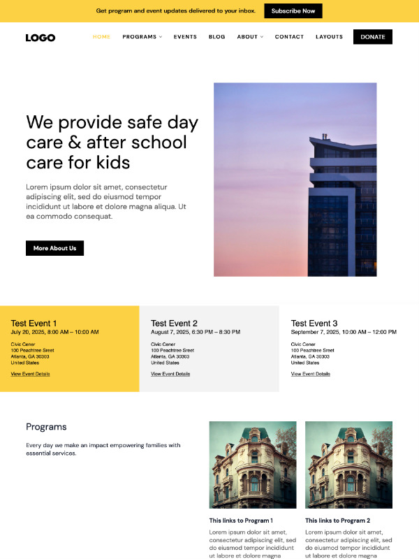 Anya Nonprofit Website screenshot