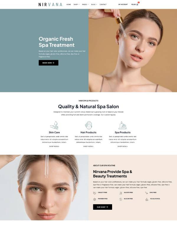 Nirvana Beauty E-commerce screenshot